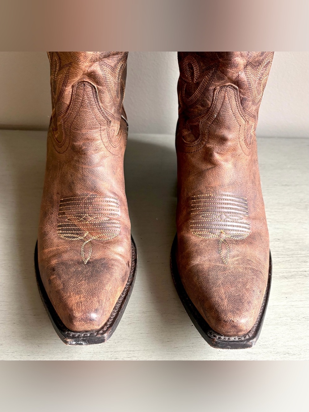 J.B. Dillon Brown Goat Leather Cowboy Western Work Boots Women 9 Pull On Mexico - Picture 5 of 14